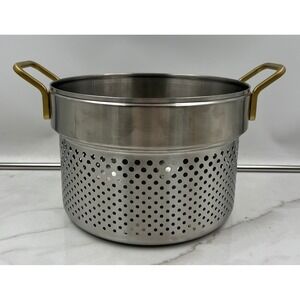 GreenPan x Stanley Tucci Stainless Steel Pasta Insert Colander Gold Handles